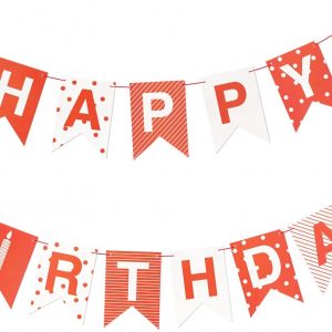 Red Paper Happy Birthday Flag