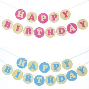 Happy Birthday Flag Blue/Pink