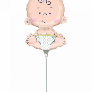 Mini Sitting Baby Foil Balloon with Stick