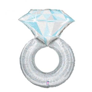 Platinum Holographic Wedding Ring Foil Balloon