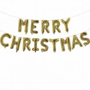 Merry Christmas Alphabet Foil Balloons Banner - Gold