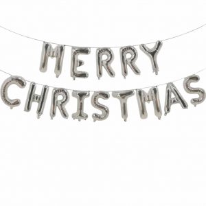 Merry Christmas Alphabet Foil Balloons Banner - Silver
