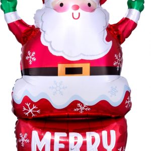 Santa In Chimney Foil Balloon