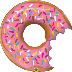 Bit Strawberry Donut with Rainbow Rice Sprinkles Foil Balloon