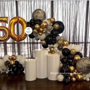 Organic Balloon Decoration – Black & Gold