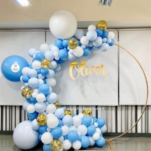 Organic Balloon Decoration – Blue & White