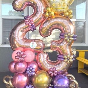 Number Balloon Centrepiece – Chrome