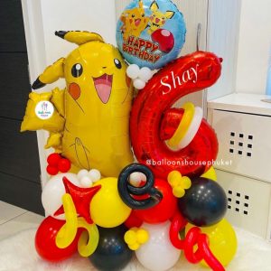Number Balloon Centrepiece – Red & Yellow