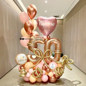 Number Balloon Centrepiece - Chrome Rose Gold & Pink