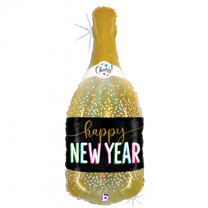 Happy New Year Champagne Wine Gold Bottle