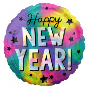 Happy New Year Neon 18" Rainbow Foil Balloon