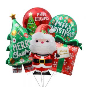 Merry Christmas Tree Santa & Present Box Foil Balloon