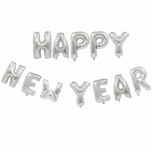 16" Happy New Year Alphabet Foil Balloons Banner - Silver