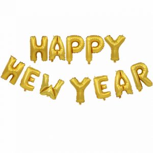 16" Happy New Year Alphabet Foil Balloons Banner - Gold