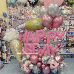 Letter Balloon Centrepiece – Chrome Mauve & Silver