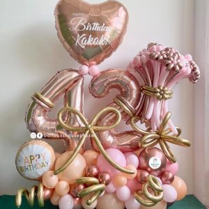 Number Balloon Centrepiece – Rose Gold & Pink