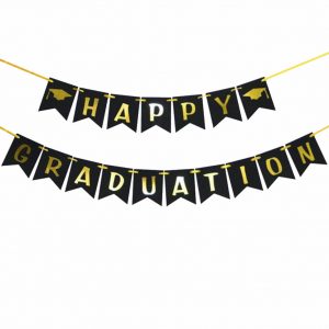 [Graduation] Happy Graduation Bunting - Black & Gold