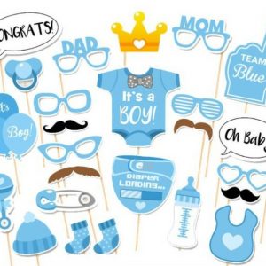 It's A Boy! Baby Shower Photobooth Props (25 Designs, DIY Kit)