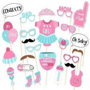 Its A Girl! Baby Shower Photobooth Props (25 Designs, DIY Kit)