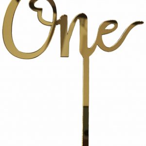 [Baby] 'One' Acrylic Cake Topper - Gold