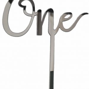 [Baby] 'One' Acrylic Cake Topper - Silver