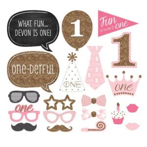 Fun One Birthday Baby Girl Photobooh Props 20 pcs set
