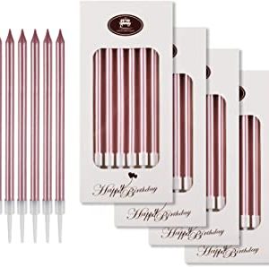 Long Thin Cake Candles Slow Burning Candles (Rose Gold)
