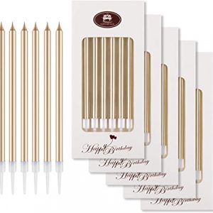 Long Thin Cake Candles Slow Burning Candles (Champage Gold)