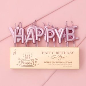 Happy Birthday Candles Cake Topper - Pink