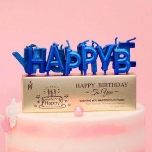 Happy Birthday Candles Cake Topper - Blue