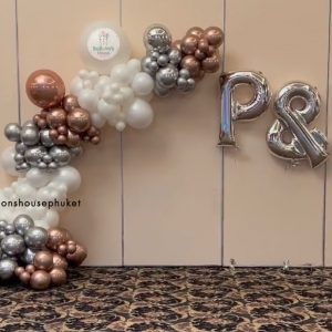 Organic Balloon Decoration – Chrome Silver & Chrome Rose Gold