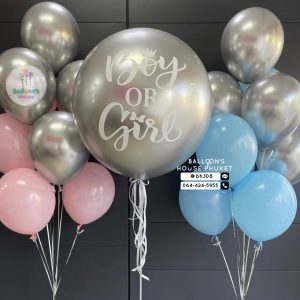36inch Chrome Silver Balloon & Pink Set