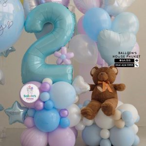 Number Balloon Centrepiece – Blue & Purple
