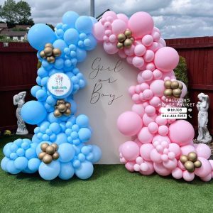 Organic Balloon Decoration – Blue & Pink