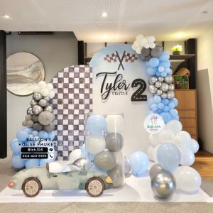 Organic Balloon Decoration – Blue & White