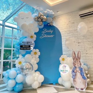 Organic Balloon Decoration – Blue & White