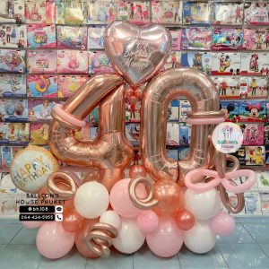 Number Balloon Centrepiece – Rose Gold & Pink