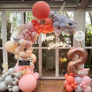 Organic Balloon Decoration – Orange & Pink